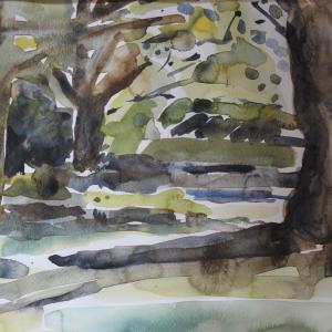 Jennifer Hall Under the trees Melton. Watercolour 1